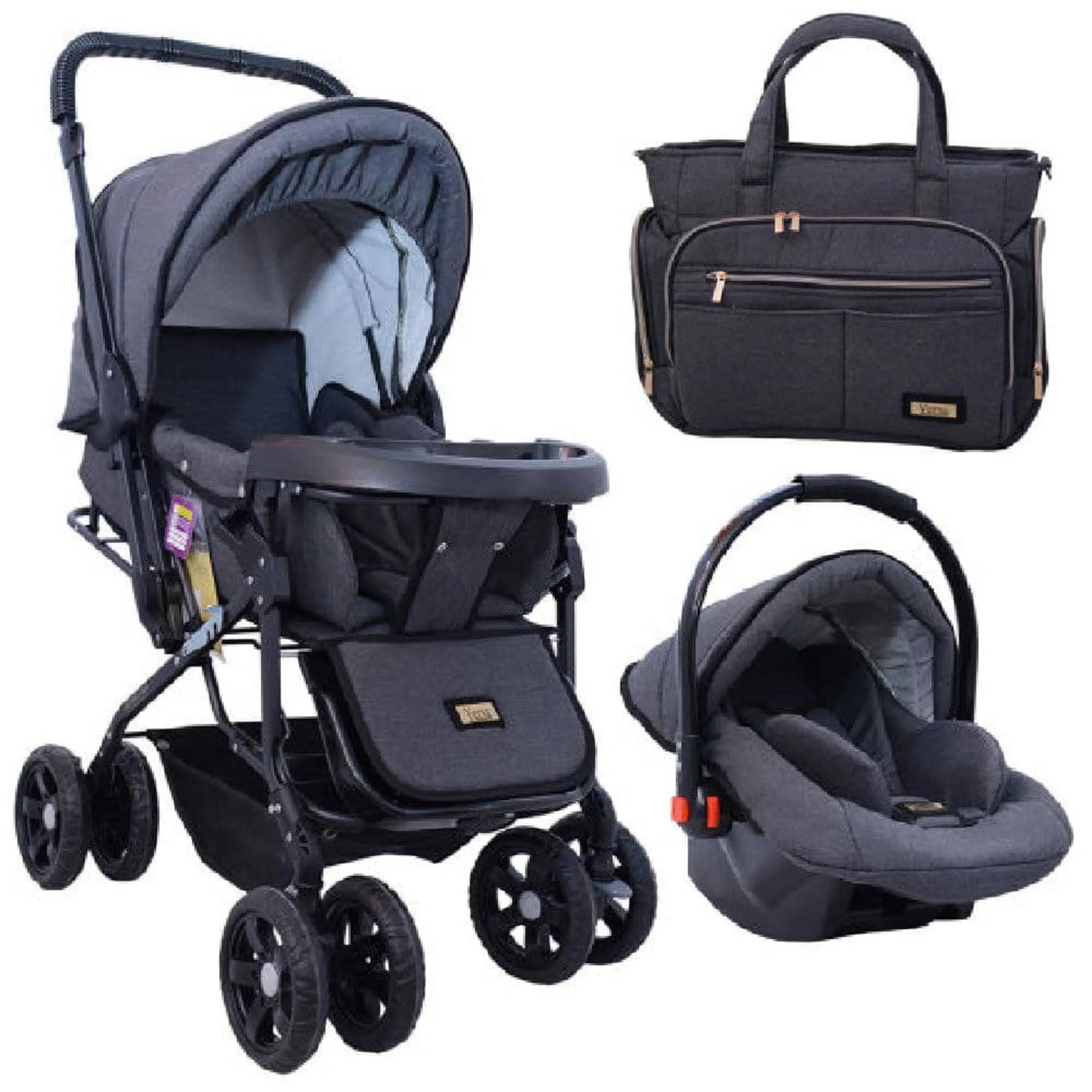 ست کالسکه دلیجان 3 تکه طوسی زغالی ست کالسکه دلیجان 3 تکه طوسی زغالی